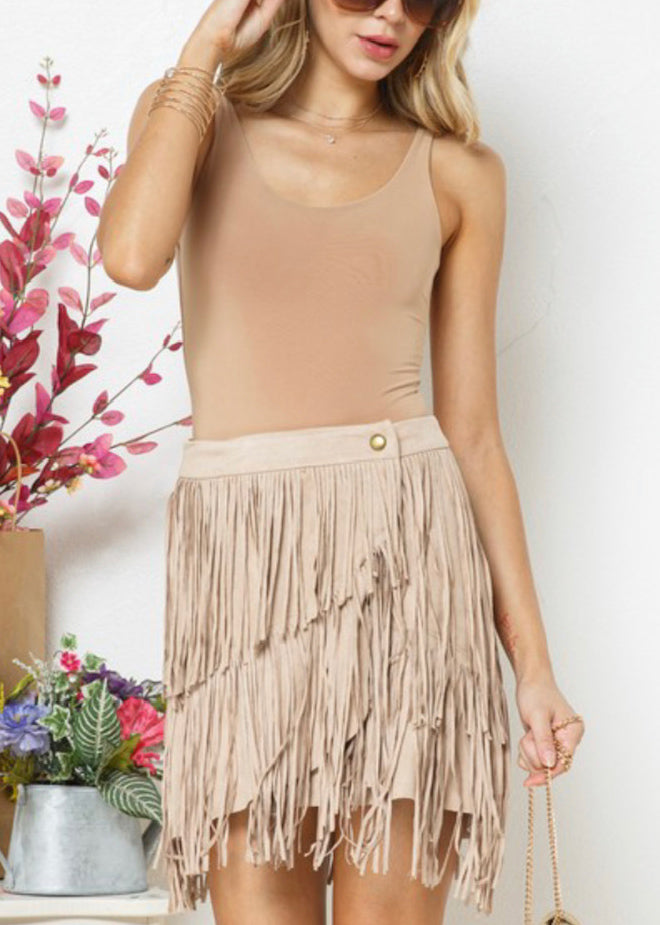 Chic Tan fringe skirt