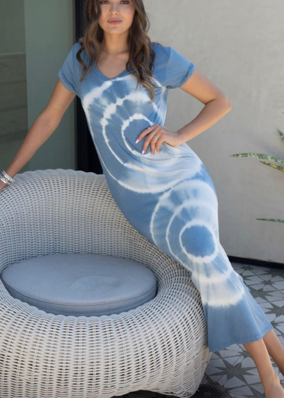 blue tie dye beach dress Tie dye Beach dress -Ocean blue Large
