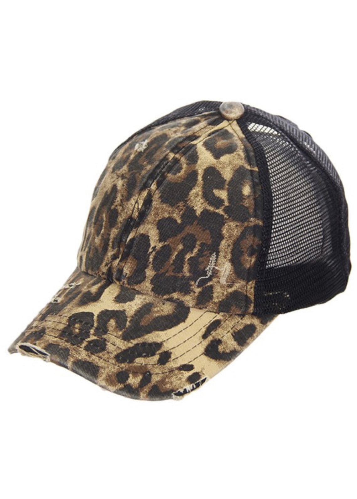 Ponytail Washed Distressed Baseball Camouflage Leopard Print Dad Hats Trend  Adjustable Sports Hat For Women - Temu South Korea